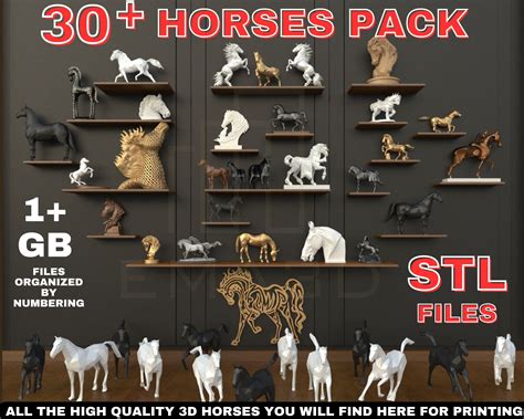 3d Horse STL | 30 Horses Pack 3d Model | Print Animal 3D | STL Files 3D