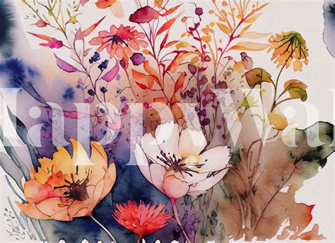 Watercolor Floral Abstract Art Wallpaper