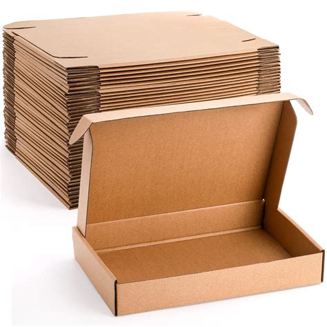 Snapklik.com : 30 Pack 12x8x2 Inches Shipping Boxes, Brown Corrugated