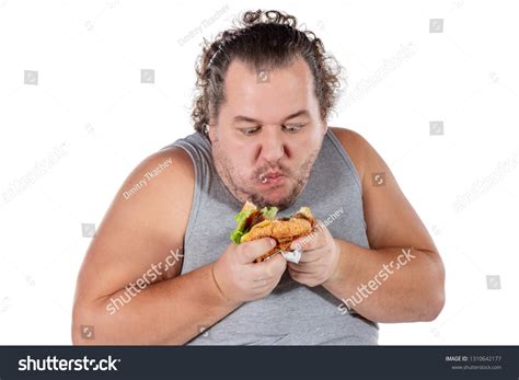 Portrait Funny Fat Man Eating Fast Stock Photo 1310642177 | Shutterstock