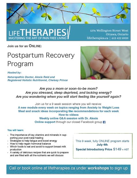 Postpartum Recovery Program • Life Therapies - Health and Wellness