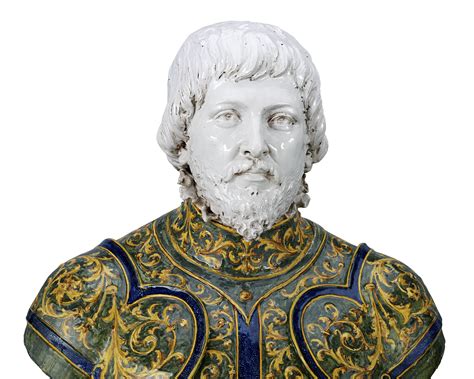 Isabella d'Este and Francesco II Gonzaga Majolica Busts by Angelo Ming