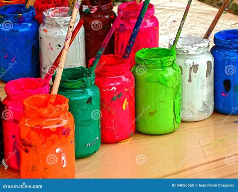 jars  colors stock image image  painter green