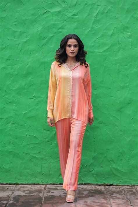 Shop Peach Pastel Ombre Co-Ord Set for women- inching india – INCHING INDIA
