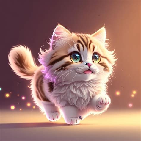 El pequeño y lindo personaje de dibujos animados de gato hiperrealista ...