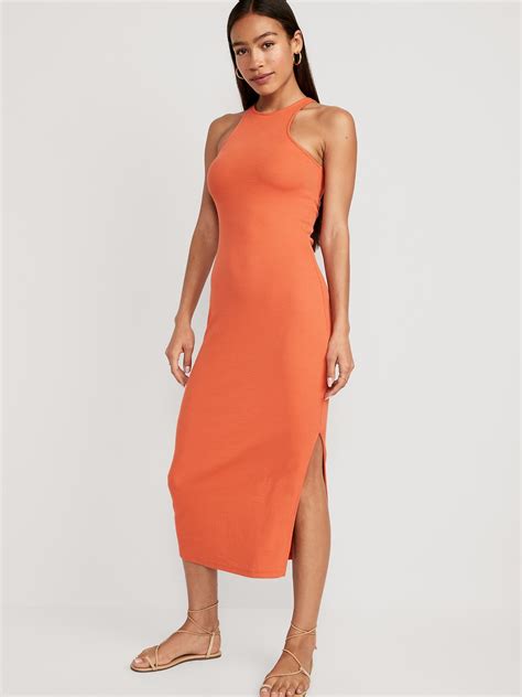 Fitted High-Neck Rib-Knit Maxi Dress | Old Navy