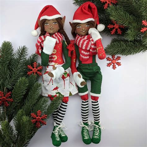 TO ORDER African American Christmas elf - art doll girl or boy, Black