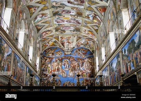Renaissance frescoes by Michelangelo in the Sistine Chapel, Vatican ...