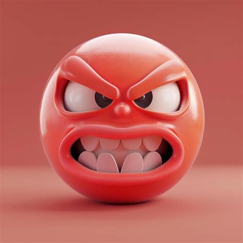 premium photo angry red emoticon isolated  red background