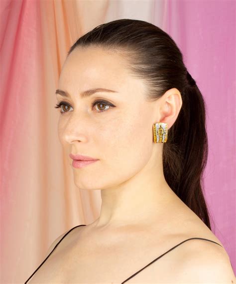 Yellow Sapphire Diamond Clip-On Earrings Design by Ella Gafter For Sale
