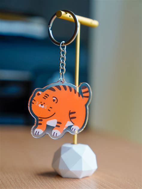 Chunky Tiger Acrylic Keychain, Keychain Charm, Cute Keychain, Animal