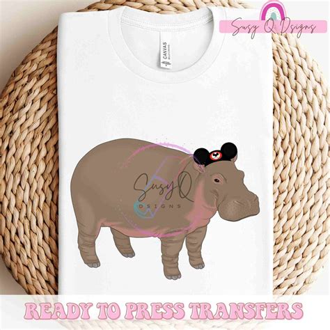 Animal Kingdom Hippo Safari Trip Image Transfers, Safari Iron on Prints ...