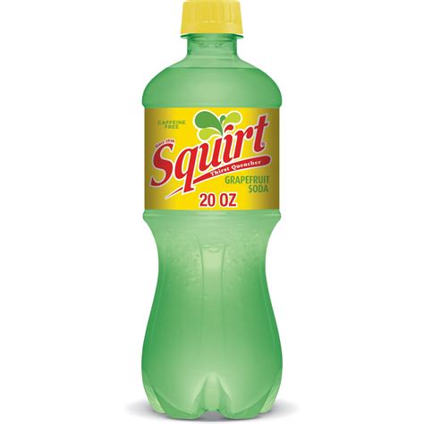 Squirt Caffeine Free Grapefruit Soda Pop, 20 fl oz, Bottle packs of 2