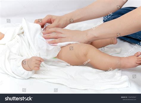 newborn diaper replacement procedure change diapers stock photo