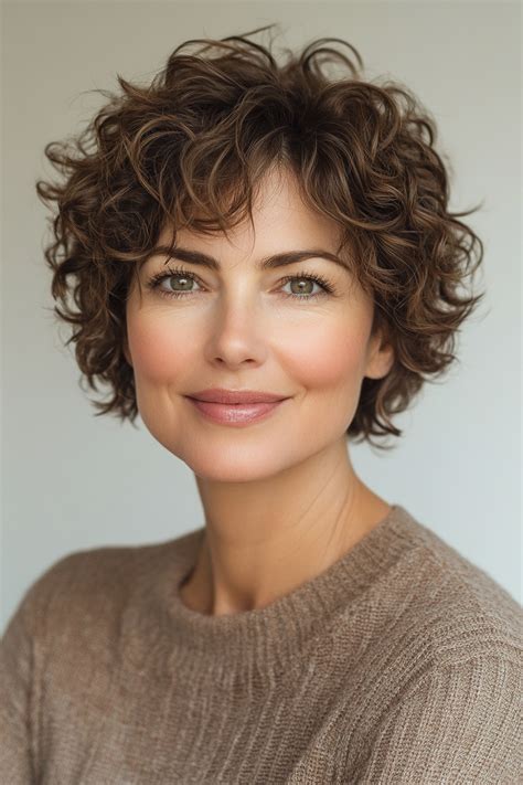 trending short haircuts  fine curly hair  older women modern