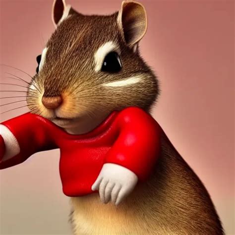 a high quality photo of a chipmunk wearing a red suit | Stable Diffusion