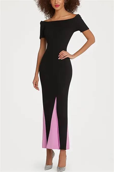Elegant Formal Strapless Dress Purple Side Slit Chiffon Floor-Length G