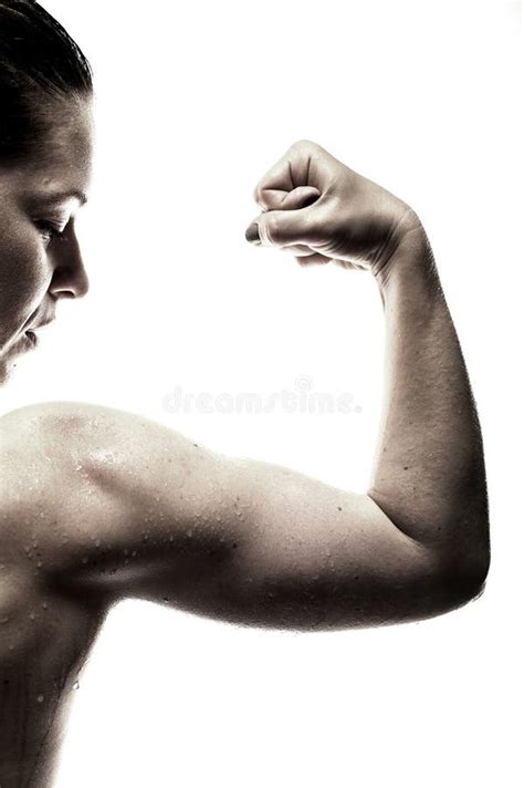Fitness Female Showing Biceps Muscles Stock Image - Image of muscular ...