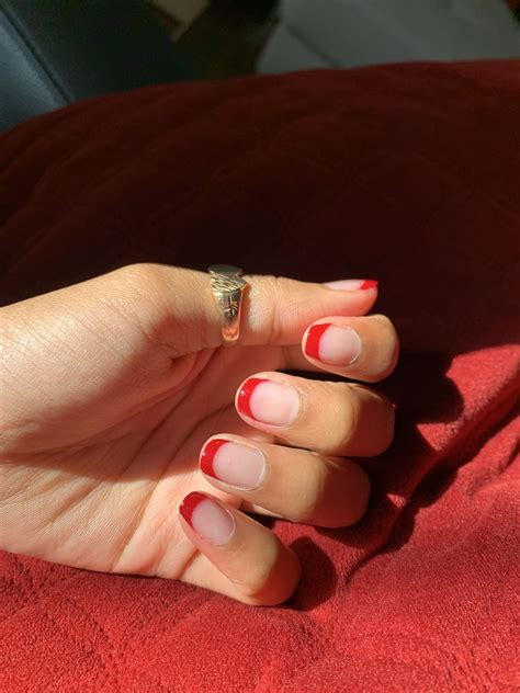 Coffin Red French Tip Acrylic Nails Short : So, we've put together an