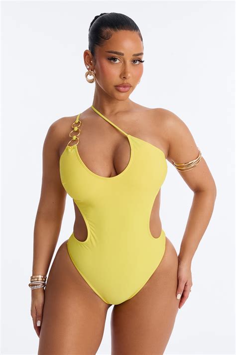 Coconut Life O-Ring Asymmetrical Side Out 1 Piece Swimsuit - Yellow