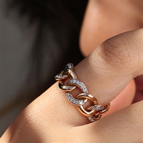 DIAMOND LINK CHAIN RING - Aurum Jewellery