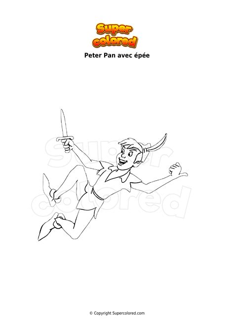 Coloriage Peter Pan avec épée - Supercolored.com