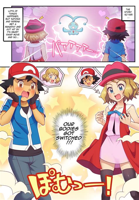 ash ketchum, serena, and manaphy (pokemon and 2 more) drawn by gazing