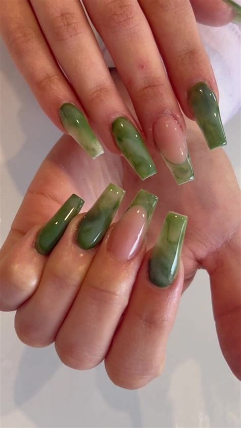 green nail inspo green acrylic nails green nails stylish nails