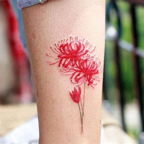 Red Flower Tattoos, Flower Tattoo Meanings, Red Ink Tattoos, Anime ...