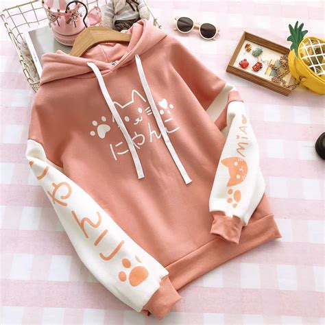Cute Kawaii Cat Hoodie SE20086 | Kawaii sweater, Kawaii hoodie, Kawaii ...