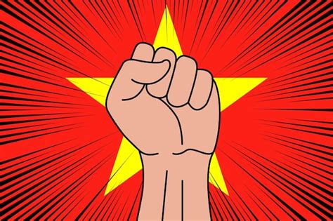 Символ человеческого кулака на флаге вьетнама | Премиум векторы
