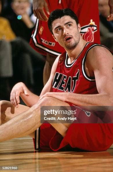 Predrag Danilovic of the Miami Heat looks on from the floor during a ...