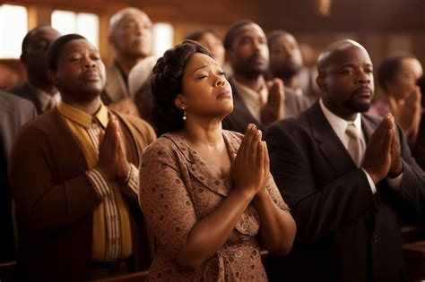Premium Photo | African American people praying in church
