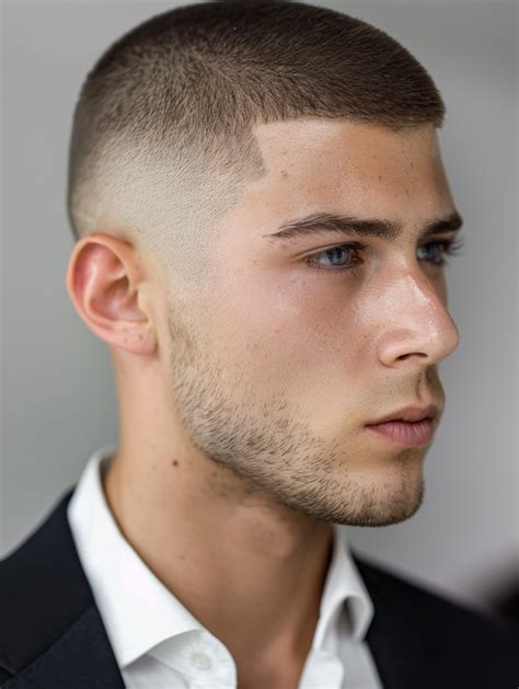 buzz cut fade haircut ideas  men featuring  taper mid drop