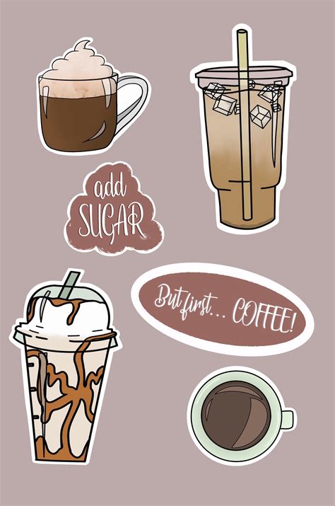 Coffee Stickers Stickers Coffee Lovers Coffee Art Sticker Sheet - Etsy