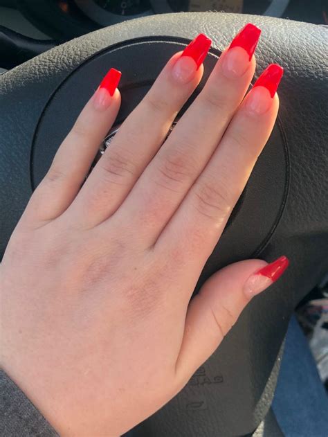 Red French Tip Acrylics | Red nail polish, French tip nails, Acrylic ...