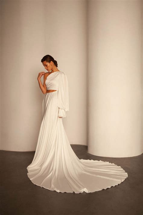 A-line Satin Wedding Dress Modern One Shoulder Wedding Dress - Etsy