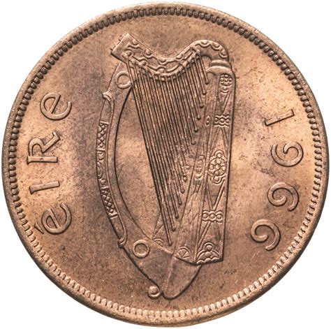 Монета Ирландия 1 пенни (penny) 1966 стоимостью 550 руб.