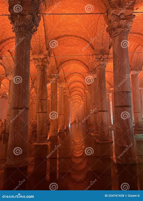 basilica cistern  red ambient lights aka yerebatan sarnici