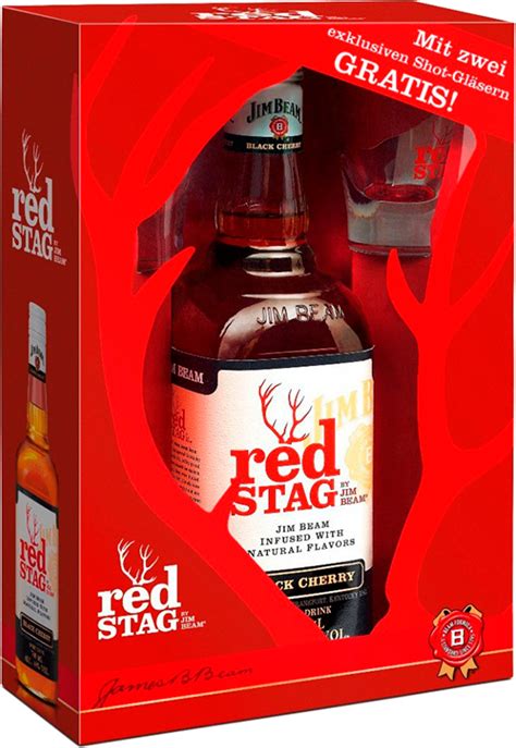 Виски Jim Beam, Red Stag, Black Cherry, gift box with 2 glasses, 0.7 л ...