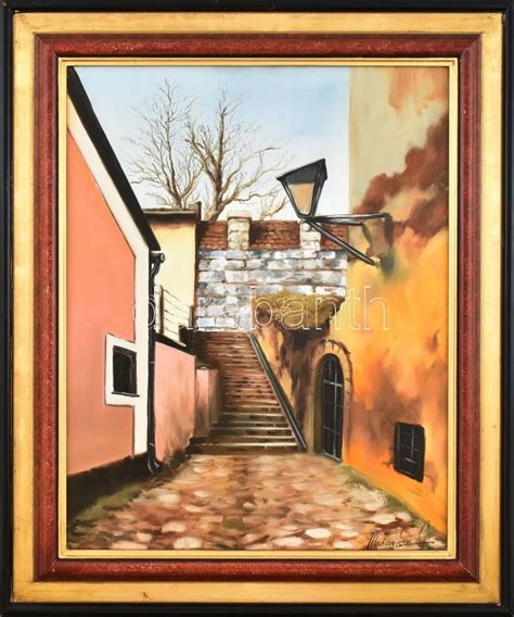 Madarász Gábor (1964-): Szentendre. Olaj, fa. Jelzett. Hátoldalán ...