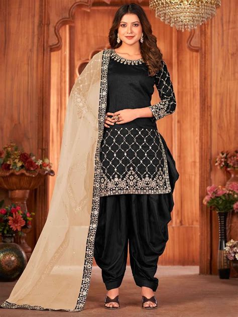 Black Mirror Work Punjabi Salwar Suit