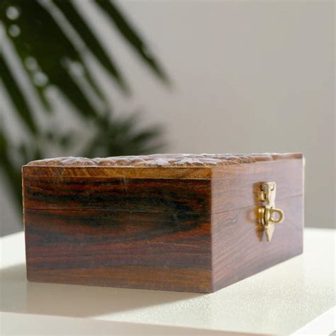 Elegant Handcrafted Wooden Storage Box With Grapevine Carving – Perfect for Jewelry, Keepsakes ...