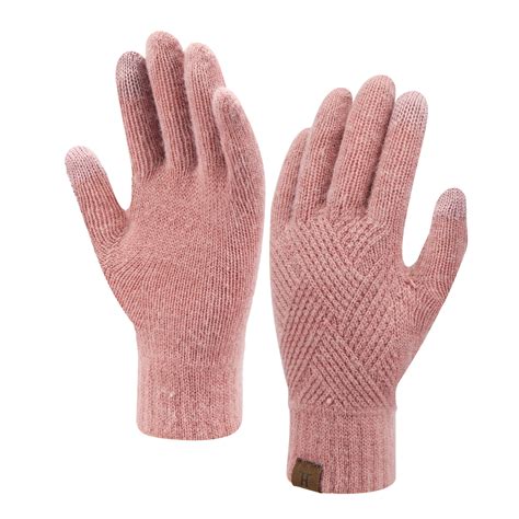 Fantastic Zone Womens Winter Gloves Cold Weathe, Warm Knit Touchscreen