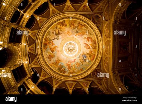 Budapest Opera House interior ceiling with frescos by Karoly Lotz Stock ...
