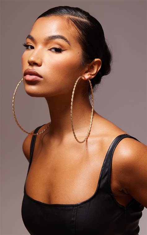 Gold Fine Twist Extra Extra Large Hoop Earrings | Accessories ...