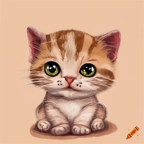 Drawing of a cute baby cat on Craiyon