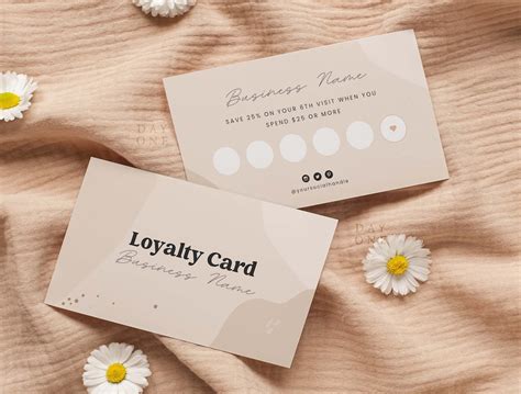 Printable Customer Loyalty Card Design, Canva Template, Boho Reward ...