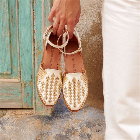 Sandale huarache en cuir tressé – Camila Coco Champagne | Mapache