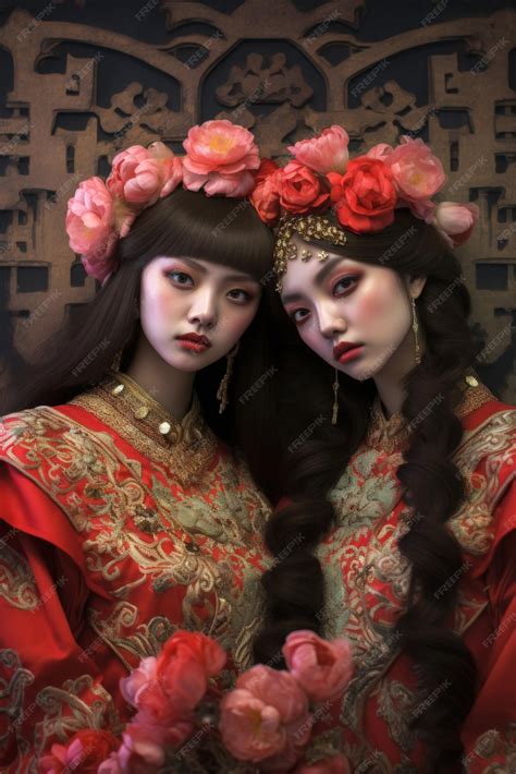 Premium Photo | Young Chinese lesbian couple dressed in traditional